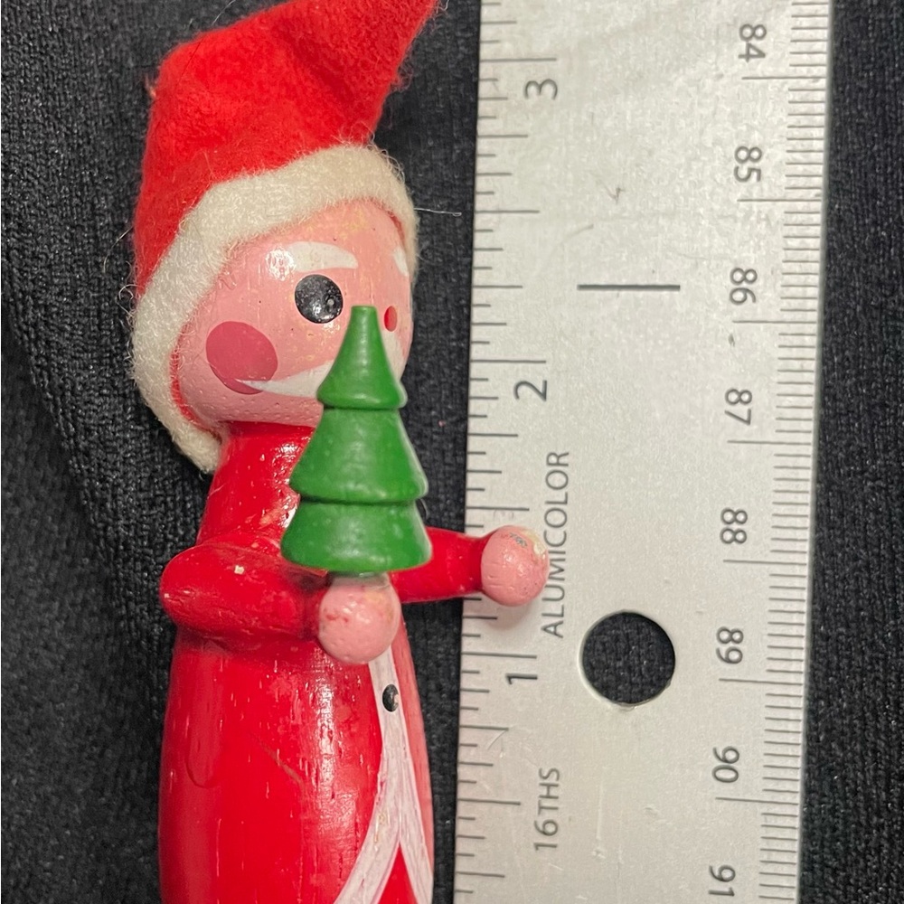 VTG Set of 4 Small Festive Wooden Toy Christmas Ornaments - Picture 6 of 8
